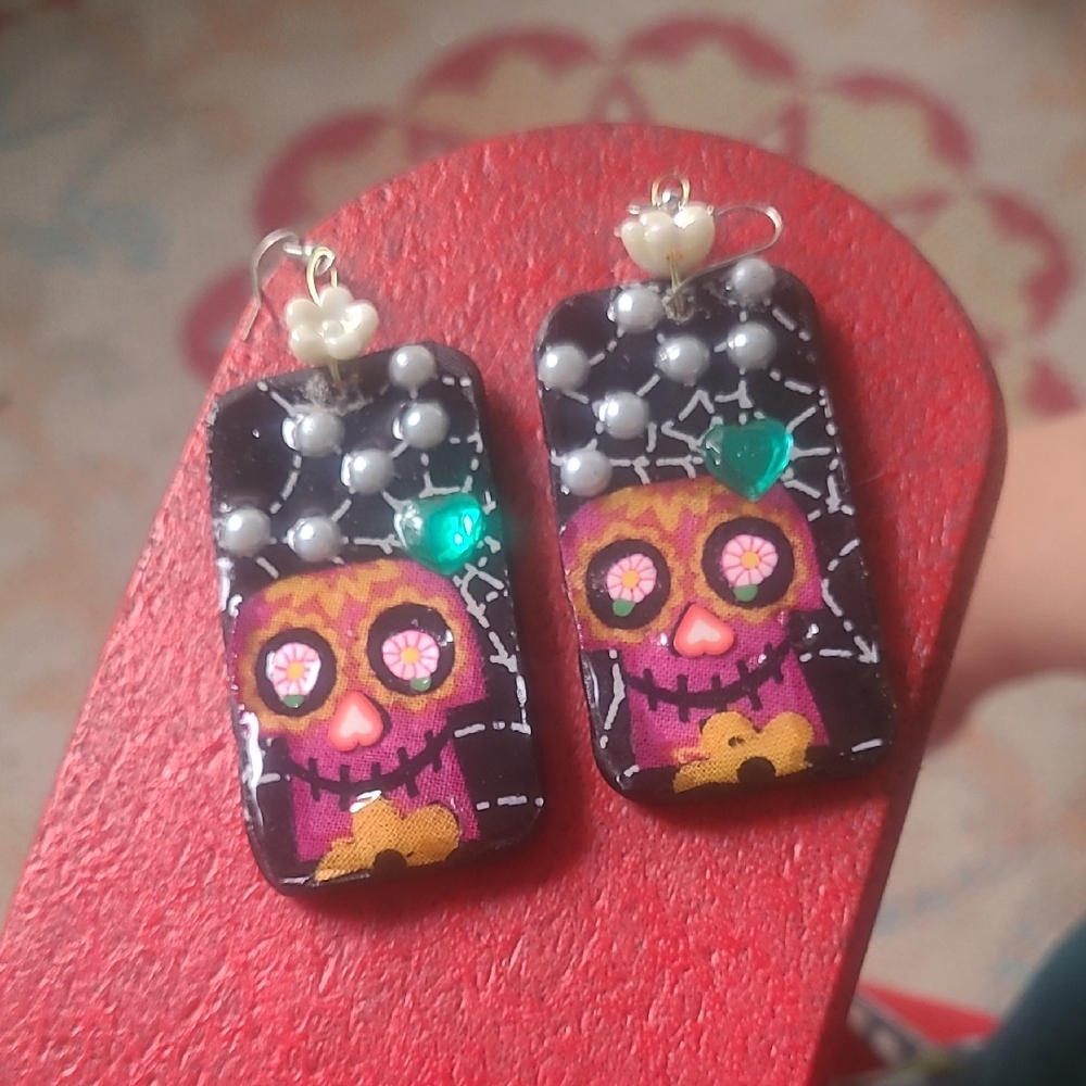 Colorful Sugar Skull Earrings